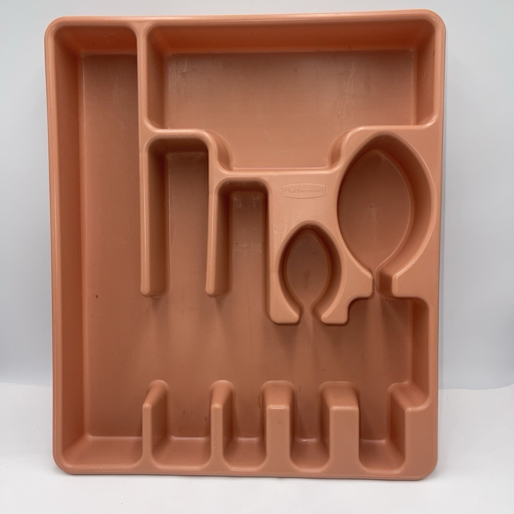 Vintage Pink Rubbermaid‎ Plastic Silverware Flatware Utensil Holder Tray